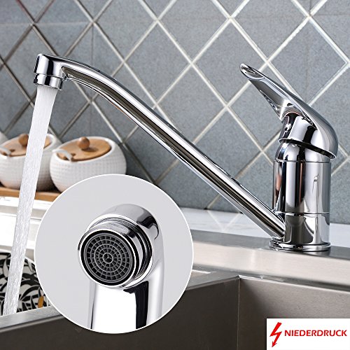 Homelody Chrom Wasserhahn Küche Niederdruck Armatur Küchearmatur Spüle Mischbatterie Einhebelmischer Spültischarmatur Waschtischarmatur - 4