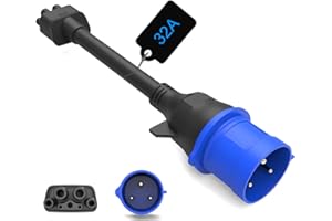 HASA zone 25cm 3-Pin CEE Adaptador para Tesla Gen 2 Mobile Charger, EV Cargador Cable de Extensión para una Toma de 240V a 32A，Compatible con Tesla Modelos S/3/X/Y