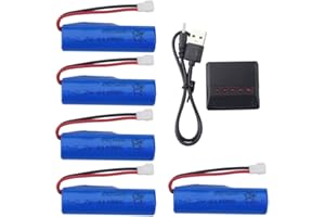 BLLRC 5PCS 3.7V 650mah batería de Litio con Cargador 5 en 1 para SYMA Q9 H126 H131 H118 RH701 Barco de Control Remoto Barco de Alta Velocidad Barco eléctrico Modelo Accesorios de batería de Barco