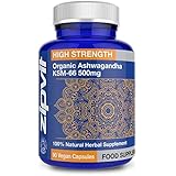 Ashwagandha Capsules 500mg | 90 High Strength Organic Ashwagandha - 3 Month's Supply | Vegan KSM66 Ashwanghanda Powder Ayurvedic Withania Somnifera