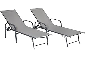 Happy Garden Lote de 2 tumbonas de textileno Gris Sardinia Estructura Antracita. Tumbona de Exterior de Acero de 5 Posiciones.