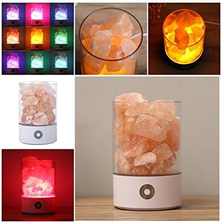 Aozzy USB Himalayan Salt Lamp,Portable Natural Crystal Rock Salt Light,with Basin Design and Touch Brightness Dimmable Control Function,Small Mineral Lava Salt Night Light for Bedroom Office (White)