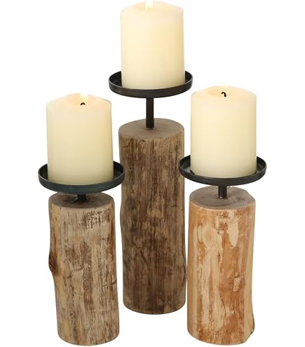 Seaside No. 64 – Candelabro Artigianale In Legno Di Teak E Metallo, Stile Marittimo Per Candele A Colonna
