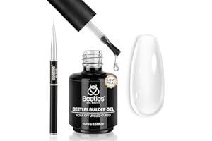 ‎BEETLES GEL POLISH Beetles Aufbaugel für Gelnägel，15ml Gel Nägel Geringe Hitze klares 7 in 1 Builder Verstärker Gel mit Abnehmbarer Liner Nagelpinsel für Strukturgel und Nailart-Design Geschenk für Frauen