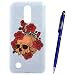 Produktbild Yokata LG K8 2017 Hülle Hardcase Transparent Silikon Bumper Handyhülle Schutz Handytasche Hart PC Durchsichtig Backcover Ultra Dünn Slim Schutzhülle Anti-Kratzer Stoßfest Handy Tasche Schale Etui Rückschale für LG K8 2017 (5 Zoll) Case Cover + 1x Kapazitive Feder - Die Rose und der Schädel