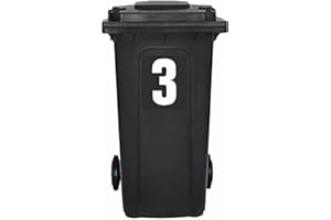Pack of 4 White Bin Number 3 Stickers (17 cm) Vinyl Bin Stickers Packwith® #PBN10-3