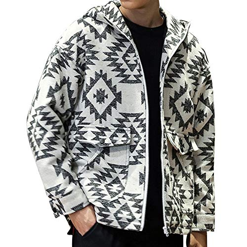 Preisvergleich Produktbild Onceal Herren Herbst Winter Mode lässig Hoodie Reißverschluss gedruckt Tasche Mantel Mantel (XXXXL, Weiß)