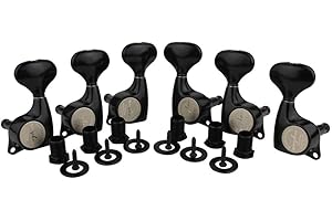 Guyker 6Pcs Guitar Machine Heads (3L + 3R) – 1:21 Sealed Tuning Key Pegs Tuners Set Replacement for ST Tele SG Style Electric or Acoustic Guitars – Black