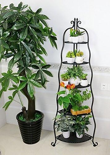 LYTSM® Continental Iron Corner Bookshelf Flower Pot Frame Living Room Flower Rack Corner Stand Living Room Shelf Flower Rack Corner Shelf sturdy Multifunction