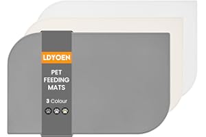 LDYOEN Feeding Mat for Dogs, Cats, Non-Slip Bowl Mat for Dog Bowl, Cat Bowl, Dog Cat Feeding Mat, Silicone Feeding Mat, Large 48 x 30 cm, Grey