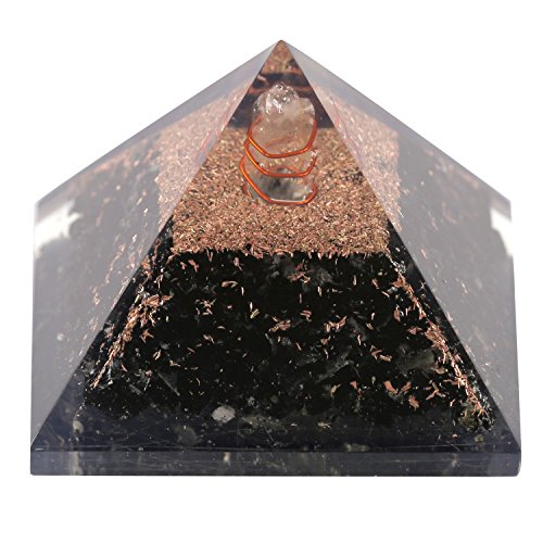 Aatm Energy Generator Black Tourmaline Orgone Pyramid for EMF Protection Chakra Healing Meditation with Crystal and Copper (3 and 3 Inches)