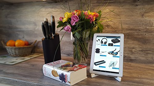 deleyCON HQ Universal faltbare Tablet Halterung/Ständer – Winkel verstellbar für iPad / Galaxy Tab usw – mit & ohne Case nutzbar Weiß - 8