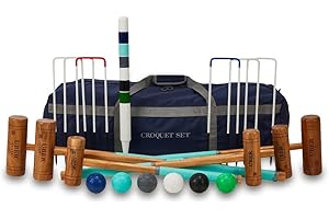 Uber Games Hochwertiges komplettes Family Croquet/Krocket Set für Einsteiger (6 Spieler) - Metalltore - Kunststoff Balle - England Design - Made in India