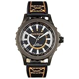 Bruno Banani Herren Armbanduhr Meros Leder-Armband schwarz Quarz-Uhr Ziffernblatt schwarz Trend Uhr UBR30024