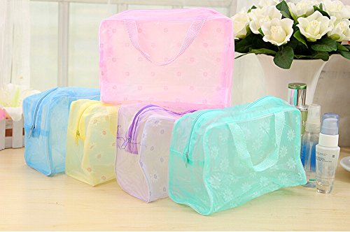 dealglad® 5 x tragbare Wasserdichte transparente Kosmetiktaschen / Make-up-Taschen / Kulturbeutel / Tasche fürs Bad (zufällige Farbe), Blumen-Design