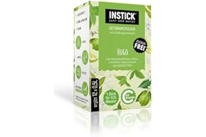INSTICK JUST ADD WATER Instick Napój instant, bez cukru, o smaku „Hugo”, 12 saszetek, na 12 x 0,5 l, proszek do przygotowania napoju, wegański, niskokaloryczny, z witaminą C, aromatyzowany
