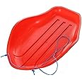 JVL Deluxe Heavy Duty Snow Sledge Toboggan with Cord - Red, Adults, Children
