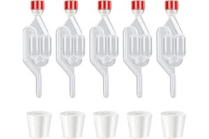GUIDRE 5 Piezas Tubos de Fermentación, Tapón de Goma Para Fermentación con Tapa, Esclusa de Fermentación para Elaboración de Cerveza de Chucrut Fermentación Kimchi