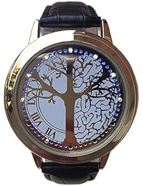 BlueVega Kunstleder Armband Uhr-Vorwahlknopf-Edelstahl 