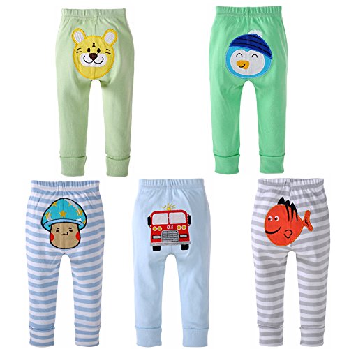 DANROL Baby Boys 5-Pack Cartoon Pants set 100% Cotton 18 Months