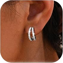 JeweBella 4 Paires Boucles D'Oreilles Hypoallergéniques Argent/Or - Clous Zircon, Fleur, Créoles Acier Inoxydable
