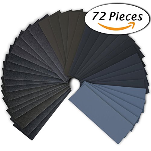 72 Stück nass trocken Schleifpapier 120 bis 3000 Grit Sortiment 9 * 3.6 Zoll