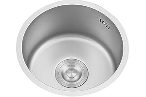 NOYHHAV Évier Rond Argent Cuisine Rénovation Bassin Évier Simple Rond Petit Évier Salle De Bains Évier Rond Lavage Légumes Et Lave Vaisselle Évier 1 Vasque 35CM