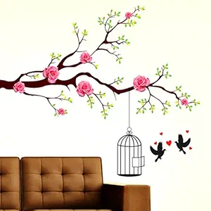 Amazon Brand - Solimo Wall Sticker for Living Room (Rose Flower Nest ), Ideal Size on Wall: 130 x 110 cm