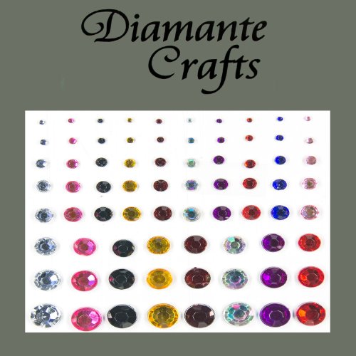 1mm - 8mm Mixed Colours Diamante Self Adhesive Rhinestone Body Nail Vajazzle Gems - created exclusively for Diamante Crafts