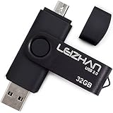 LEIZHAN OTG USB Flash Drive 2.0 32GB Metal Pendrive For Android Smart Phone USB Flash Disk Micro USB Pen Drive Memory Stick U Disk Black