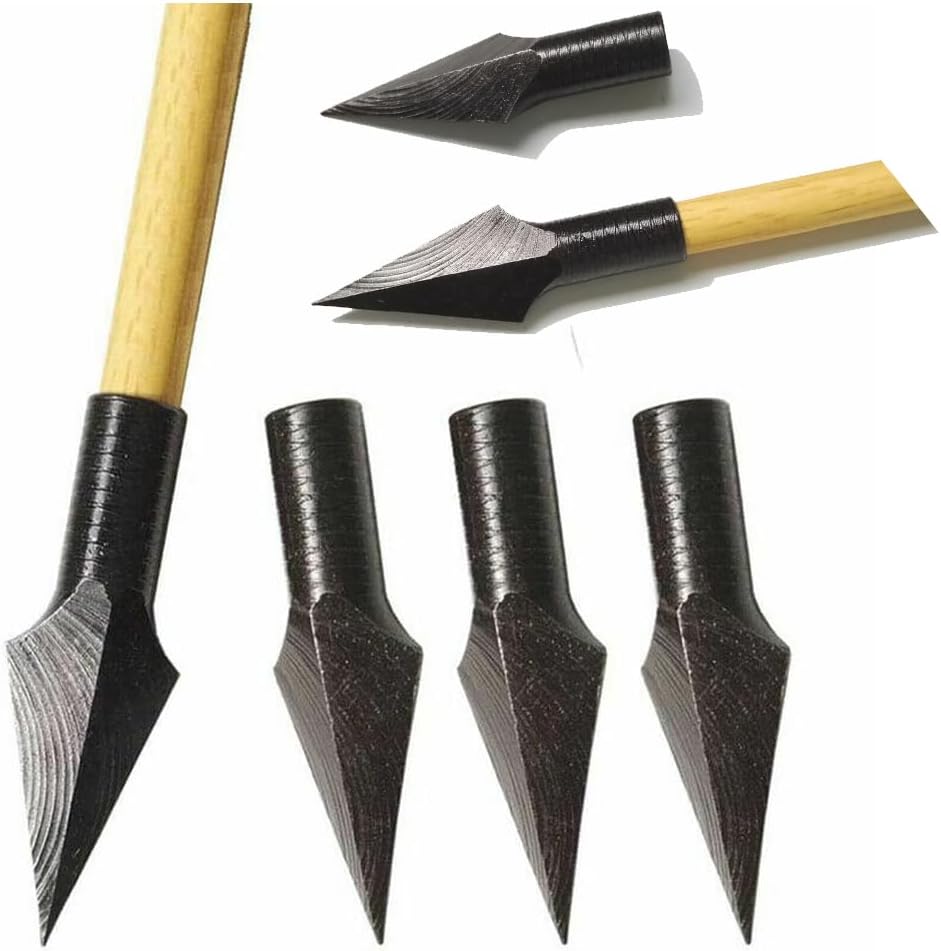 PYMUST 6 Unidades de Puntas de Flecha para Tiro con Arco Puntas Tradicionales de Caza para Flechas de Madera y bambú Puntas para Tiro al Blanco
