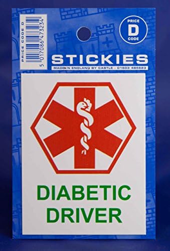 Diabetic Driver Warning Sticker White Green Red Symbol First Aid Car Van Vehicle
