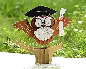 CUTPOPUP Birthday Pop Up Card with Graduation Owl for Son Teenager- A Remarkable Card with Artistic Design- Wonderful Birthday Gift For Kids Children Graduation Owl Lovers- Includes elegant envelope