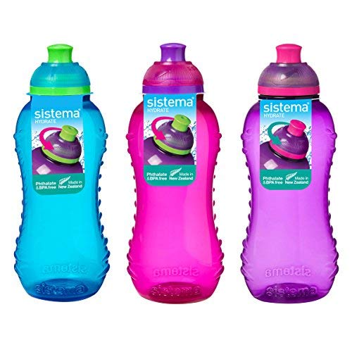 3 Sistema 330ml Twist n Sip Drink Bottles, Blue, Pink, Purple 3 Sistema 330ml Twist n Sip Drink Bottles, Blue, Pink, Purple