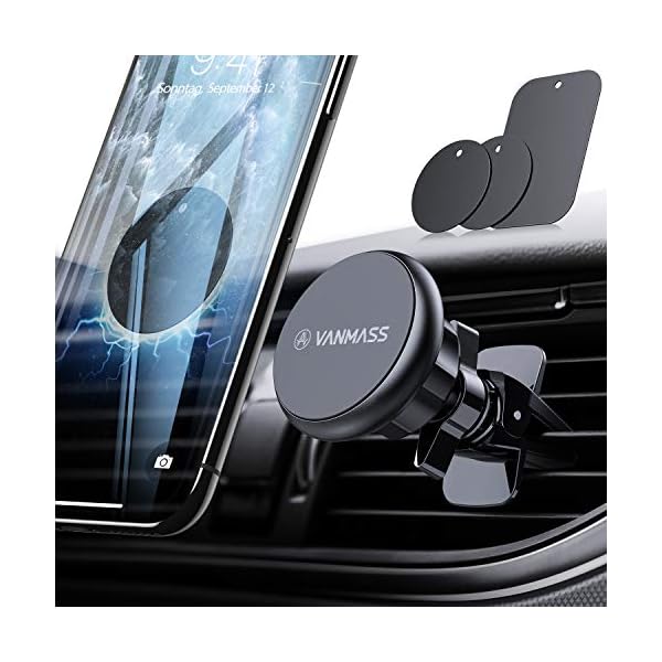 VANMASS Handyhalter fürs Auto Magnet Kfz Handy Halterung 6 Magnete Lüftung Superstarke Magnetkraft mit 3 Metallplatte Magnetische Auto Handyhalterung 360° Drehbar für iPhone iPad Samsung Huawei usw