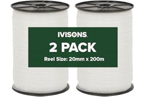 Ivisons Twin Pack Electric Fencing Tape - 20mm x 200m White Poly Tape for Horse Paddock & Grazing - Durable, Electrifiable Conductor for Permanent & Portable Fence Solutions