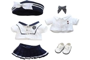 niannyyhouse 20 cm ubrania dla lalek kapelusz płaszcz koszula spodnie spódnica krawat buty akcesoria mundurek szkolny zestawy 20 cm pluszowa lalka przebranie (B-1)