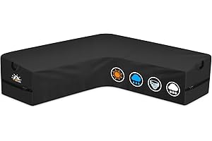 Zettum Abdeckung für Gartenmöbel V-Form 265L x 265R x 80W cm, Outdoor Loungesofa Abdeckung 600D Oxford PU Ecksofa Abdeckhaube, Wasserdichtes Möbbelsets Schutzhülle für Sofa, Loungemöbel