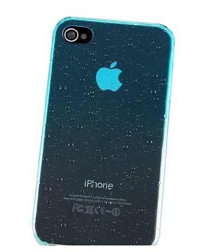Angelina(TM) Waterdrop Raindrop Hard Snap-on Phone Case Compatible with iPhone 4 4S Sky Blue Color