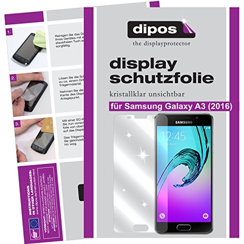 dipos Samsung Galaxy A3 (2016) Schutzfolie (6 Stück - je 3x Vorne und Hinten) - kristallklare Premium Folie Crystalclear