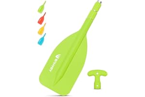 Abahub Remo Telescópico 53-106cm Remo de Emergencia de Un Solo Remo con Mango en T Timón Ligero Mini Remo Auxiliar Eje Telescópico de Aluminio para Piragüismo Kayak Inflable, Azul/Naranja/Amarillo