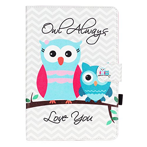 Samsung Galaxy Tab A 9.7 SM-T550 Hülle, DEENOR Colorful Painting and Stylish Drawing Wallet Case Book Style PU Leder Flip Protective Stand Schutzhülle Hülle für Samsung Galaxy Tab A 9.7 SM-T550. (Mother and child owl) - 2