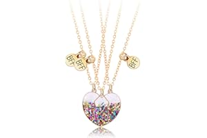 SCJJZ collane bff,collana amicizia,collane per migliori amiche,collana bambina,collana cuore spezzato,BFF buon amico vestito magnete regalo di compleanno per tre persone fidanzate