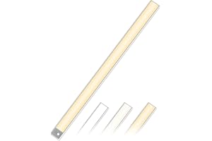 JUSLACO 216 LEDs Under Cupboard Kitchen Lights, 23.6 Inches Dimmable Motion Sensor Wardrobe Lights with 4500mAh Rechargeable Battery, 3 Color 2700K-6500K Under Cabinet Lights,Stick-on Closet Light for Indoor