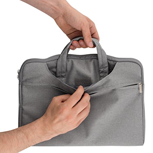 kwmobile Umhängetasche für 12,5″ 13″ 13,3″ Laptop / Ultrabook – Laptoptasche aus Stoff mit Reißverschluss und Tragegurt in Grau – z.B. geeignet für Apple, Samsung - 3