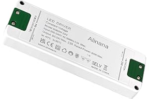 Alinana Transformateur 220V vers 24V, 60W Transformateur LED à Tension Constante 2,5A 60W, LED Driver Ultra-Fine, Sans Scintillement Transformateur pour 24V Bande et Ampoules, G4, MR11, MR16
