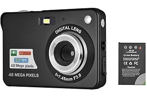 Andoer Compactas Cámaras Digitales, 1080P 48MP Camara Fotos Digital Zoom 8X Pantalla LCD de 2.7" con bolsa de transporte Correa de muñeca para Principiantes, Niño, Adulto, negro