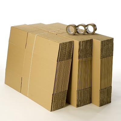 CartonsDeDemenagement.com Kit 60 cartons déménagement standard avec 3 rouleaux d'adhésif gratuits
