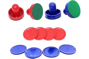 ccHuDE 4 Pcs Air Hockey Pushers with 8 Pcs Air Hockey Pucks Air Hockey Paddles Goal Handles Paddles Replacement Accessories for Game Tables
