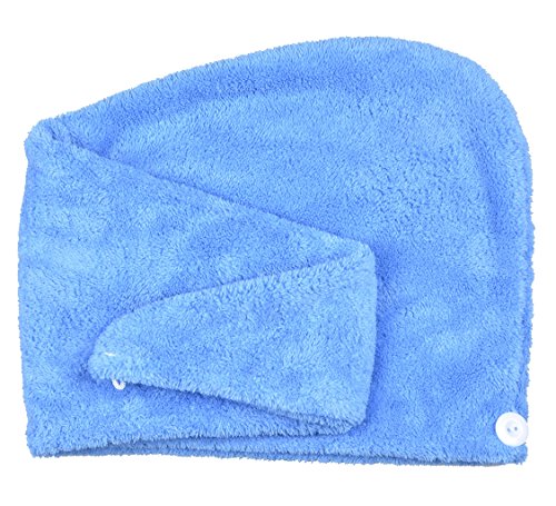 Sinland Microfiber Ultra Absorbent Twist Hair Turban Drying Cap Hair Wrap Cap 24cmx62cm Blue